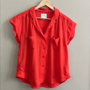 Maeve red coral short sleeve blouse size XS oversized